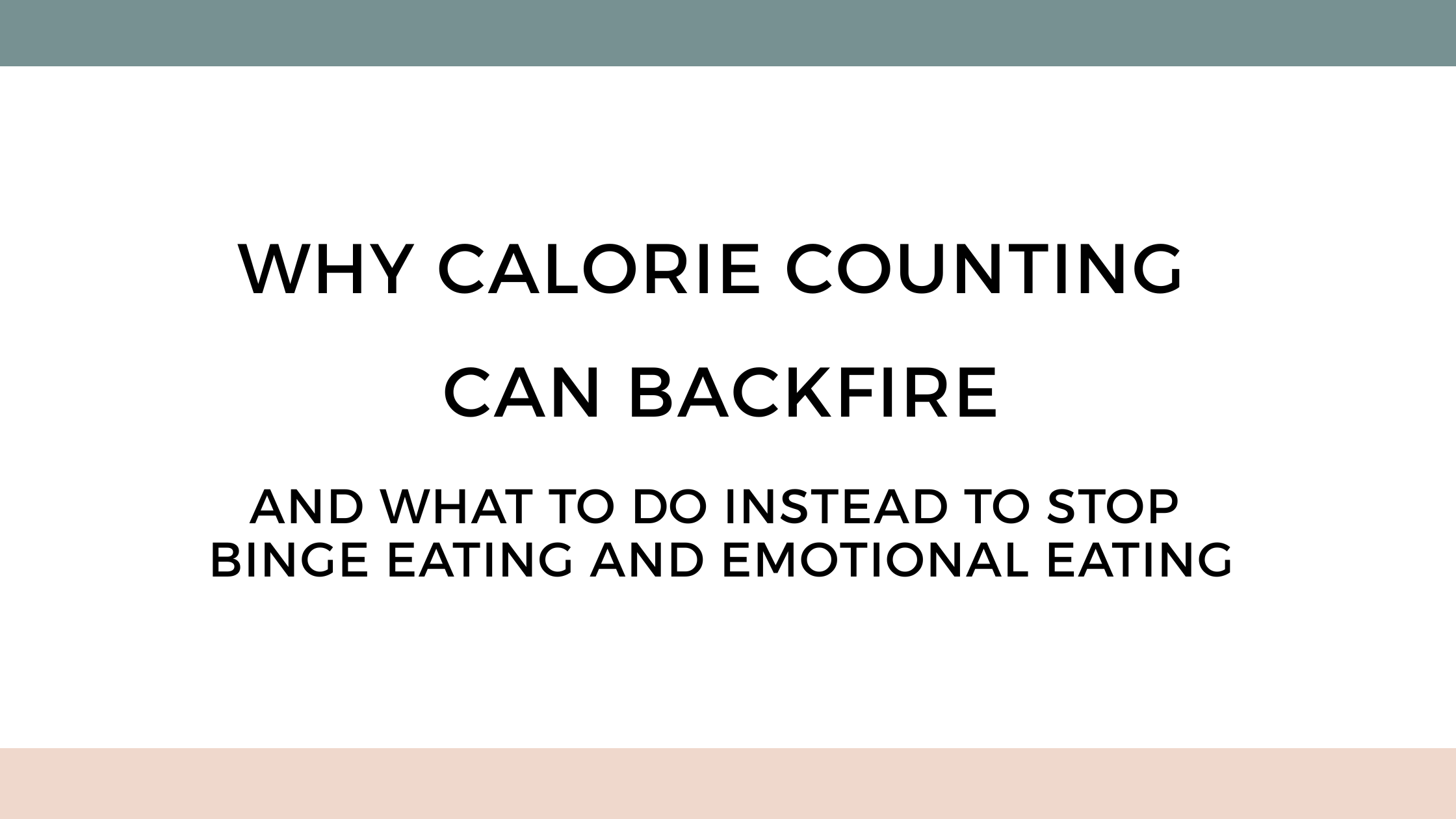 How to stop calorie counting and trust your body