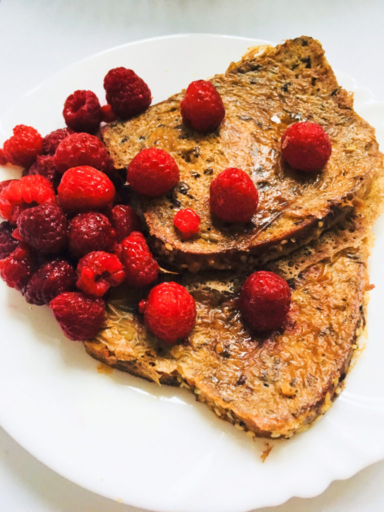 Vegan french toast with berries