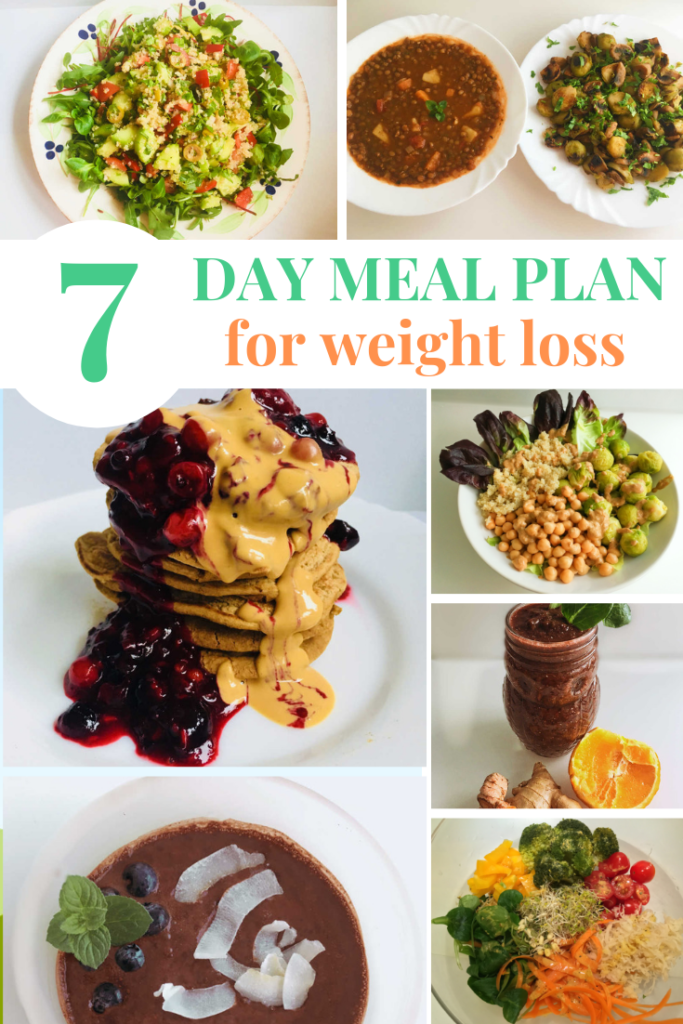 7 days meal plan for weight loss, nutrient dense healthy meal plan