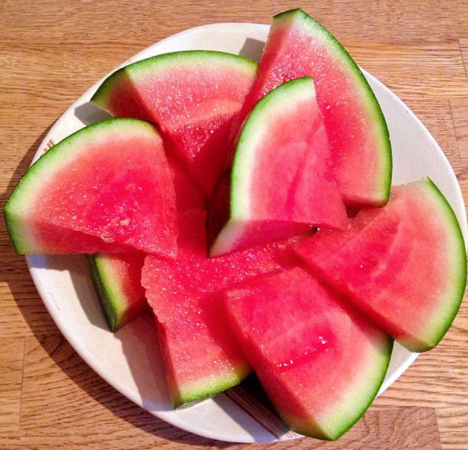 Watermelon for Valentine's Day breakfast in bed