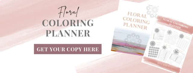 floral coloring planner, habit tracker and mood tracker